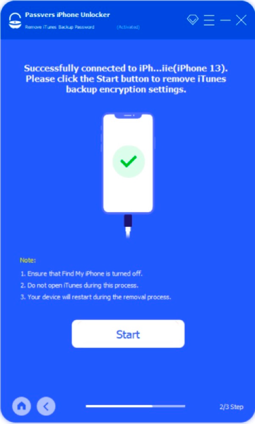 Connect your device to the computer and start removing