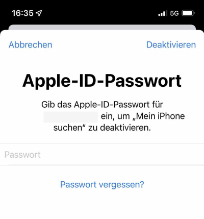 Apple-ID-Passwort eingeben