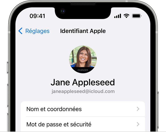 Le compte Apple connecté sur iPhone