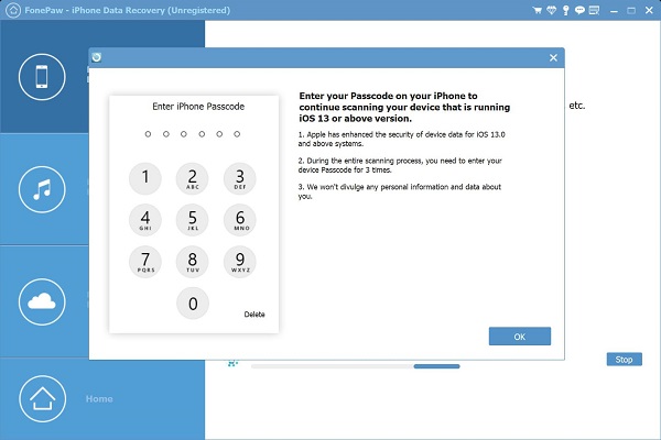 FonePaw iPhone 數據恢復輸入密碼