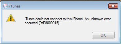 Erreur 0xe8000015 iTunes