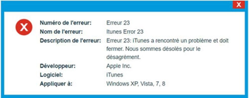 Erreur 23 iTunes