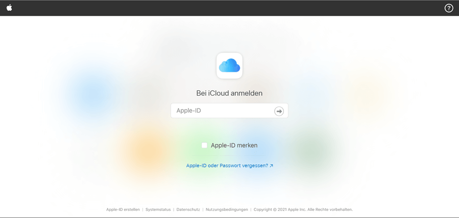 Konto im iCloud.com sich anmelden