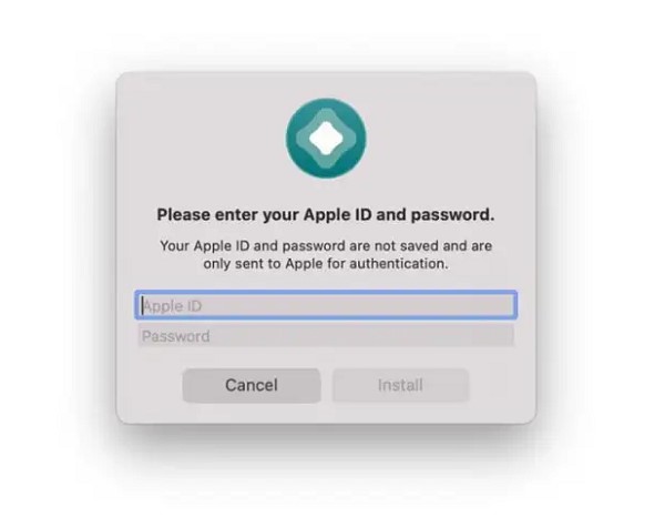 Entrer mot de passe de l'Apple ID pour installer AltStore
