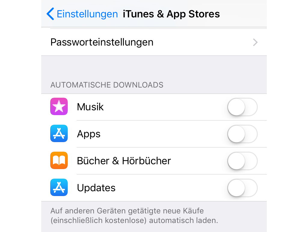 Automatische-Downloads vom iOS deaktivieren