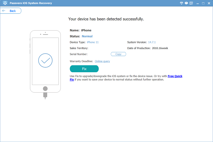 Passvers iOS System Recovery Device Info