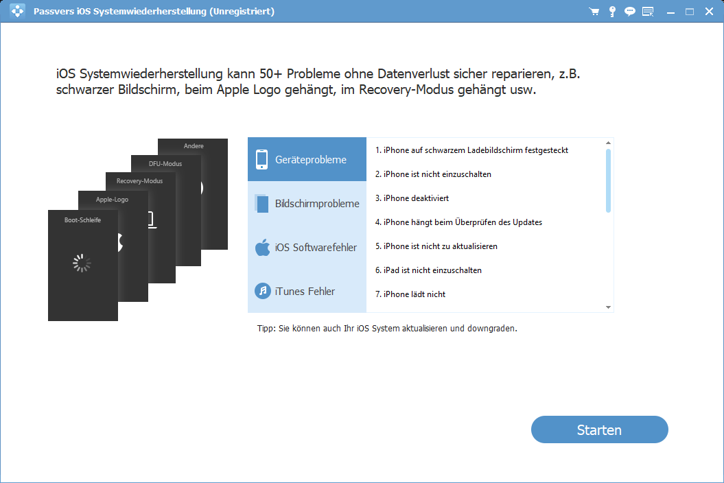 iOS Systemwiederherstellung starten 