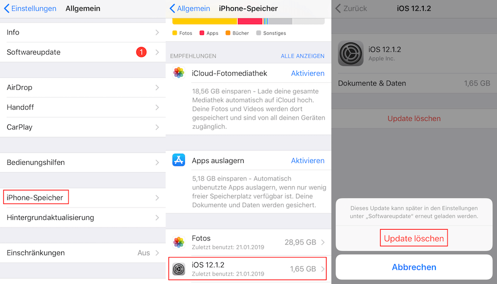 iOS-Update löschen