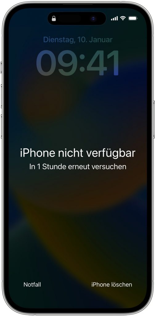 iPhone nicht verfügbar in 1 Stunde erneut versuchen