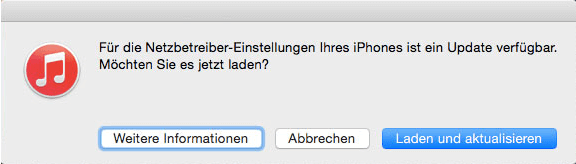 Für die Netzbetreiber-Einstellungen Ihres iPhone ist ein Update verfügbar