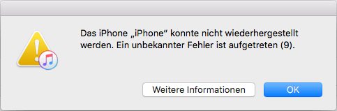 iPhone iTunes Fehler 9