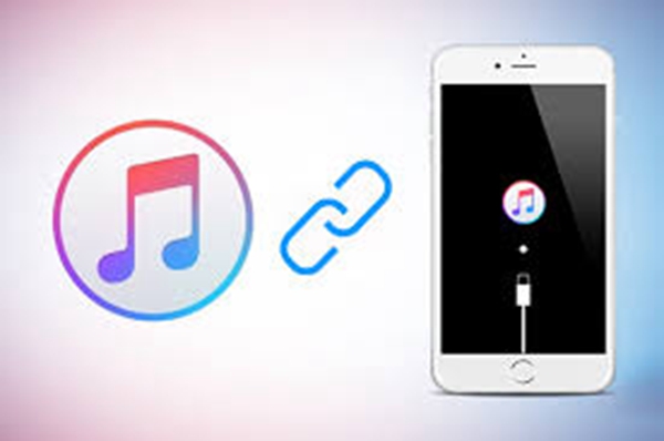 iPhone avec l'icône d'iTunes sur l'écran