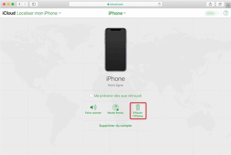 Effacer l’iPhone indisponible sur iCloud