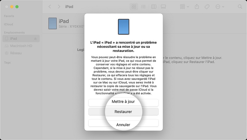 Restaurer iPad bloqué en mettant en Mode de Récupération
