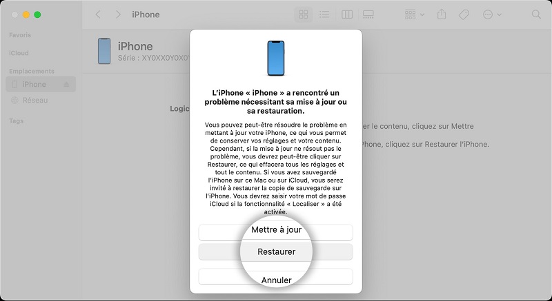 Restaurer iPhone avec le mode de récupération