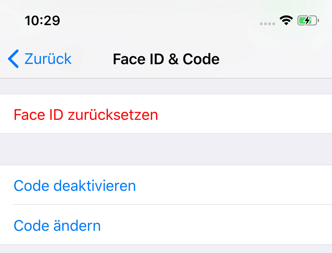 Face ID zurücksetzen