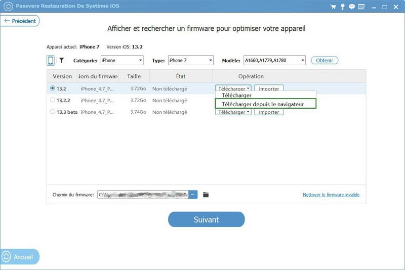 Télécharger firmware de navigateur