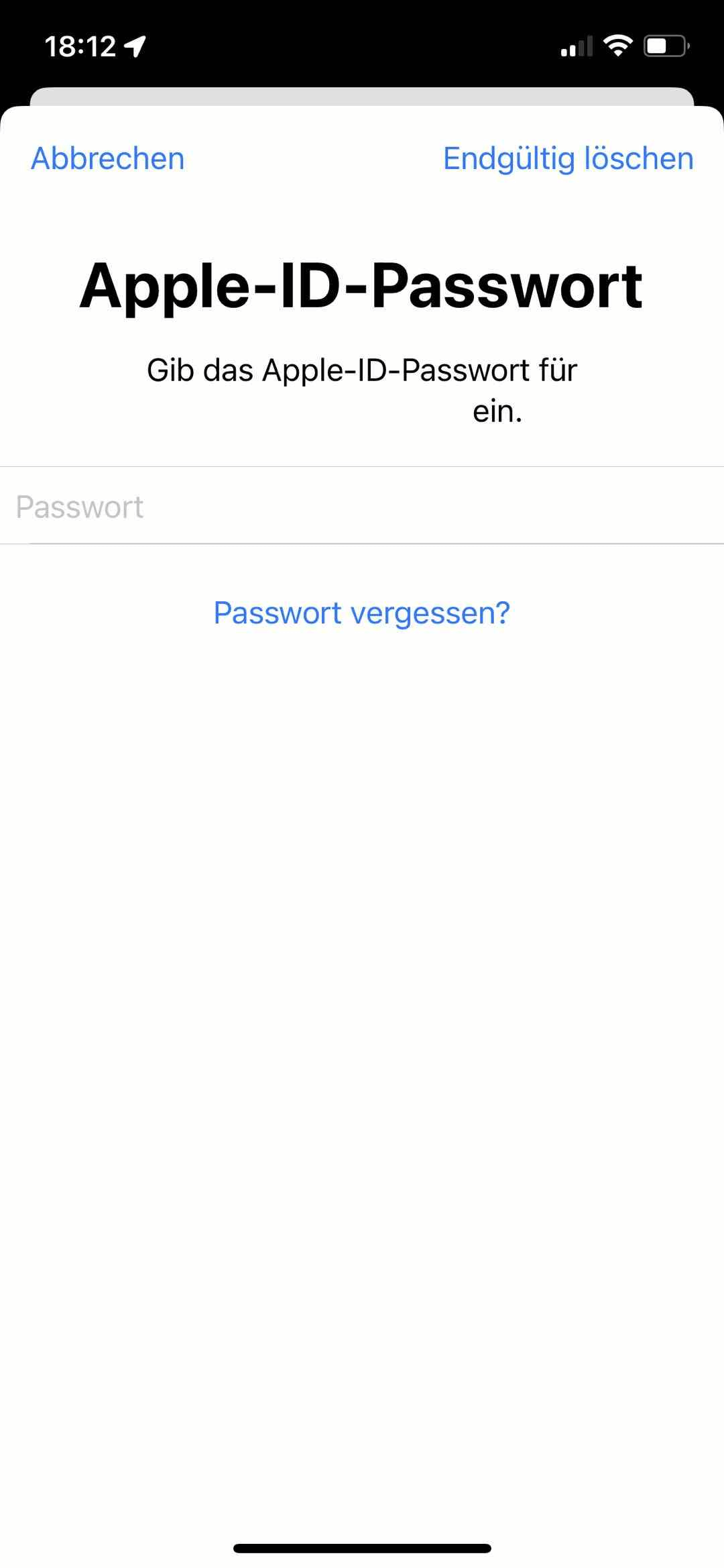 Apple ID Passwort geben und endgültig löschen