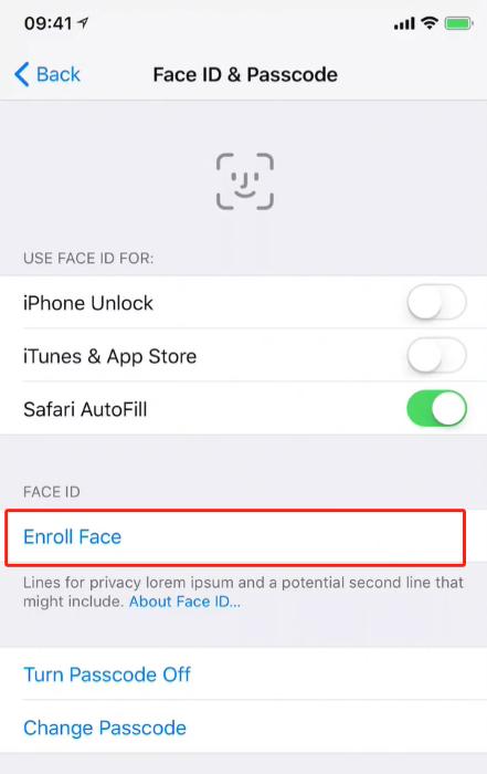 Click Enroll Face to Set Up