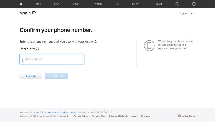 Confirm Phone Number with Apple ID