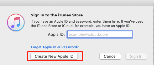 Create Apple ID on iTunes