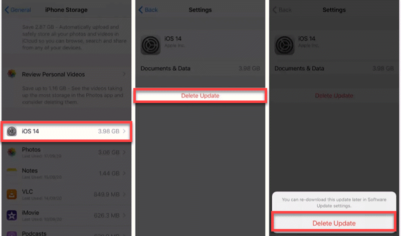 Delete iOS Update Software
