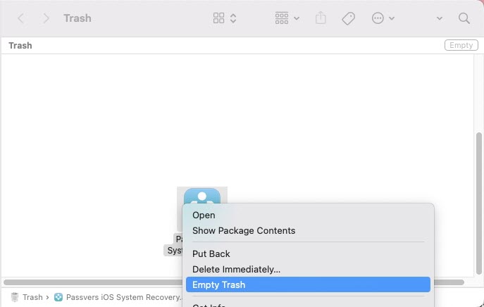 Click Empty Trash on Mac