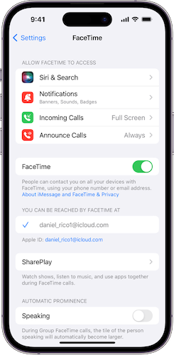 Enable FaceTime Function On