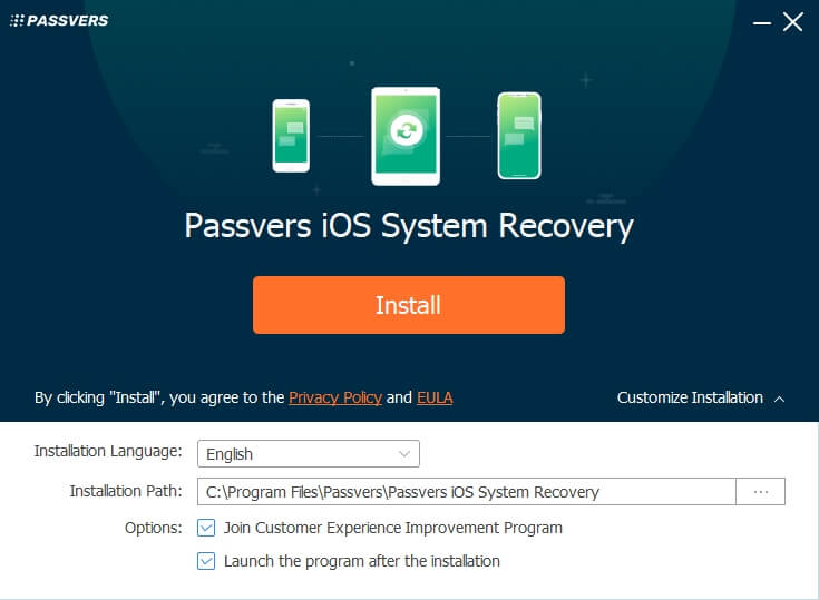 Passvers iOS System Recovery Installation Page