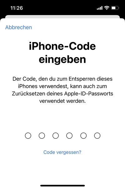 iPhone-Code eingeben