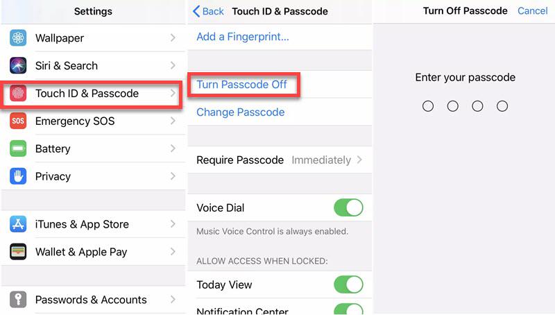 iPhone Turn Off Passcode