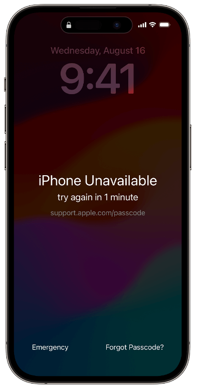 Tap Forgot Passcode to Fix iPhone Unavailable