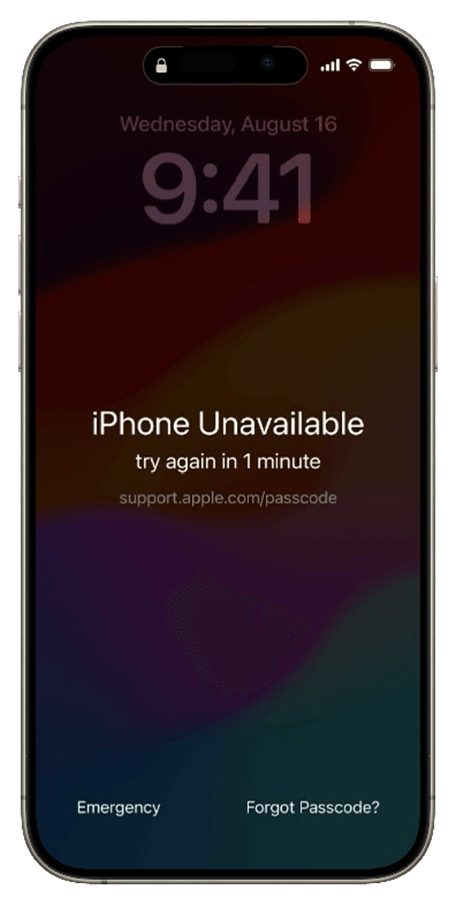 iPhone Unavailable with Timer