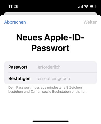 Neues Apple-ID-Passwort einrichten