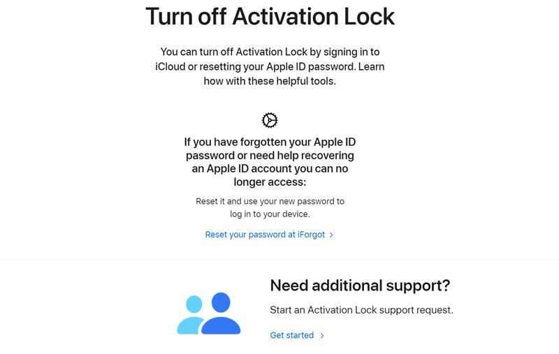 Remove Activation Lock via Apple Support