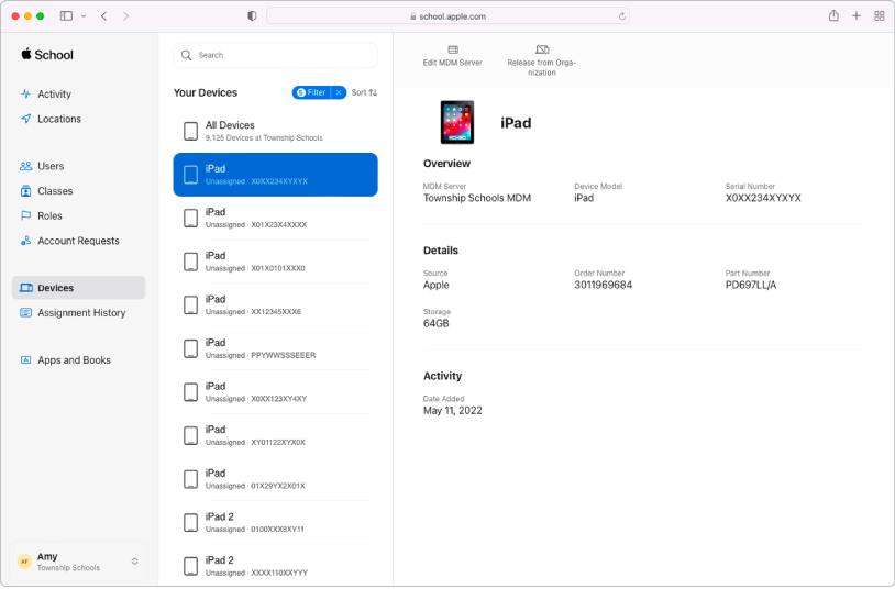 Release iPad from Apple Business Manager App