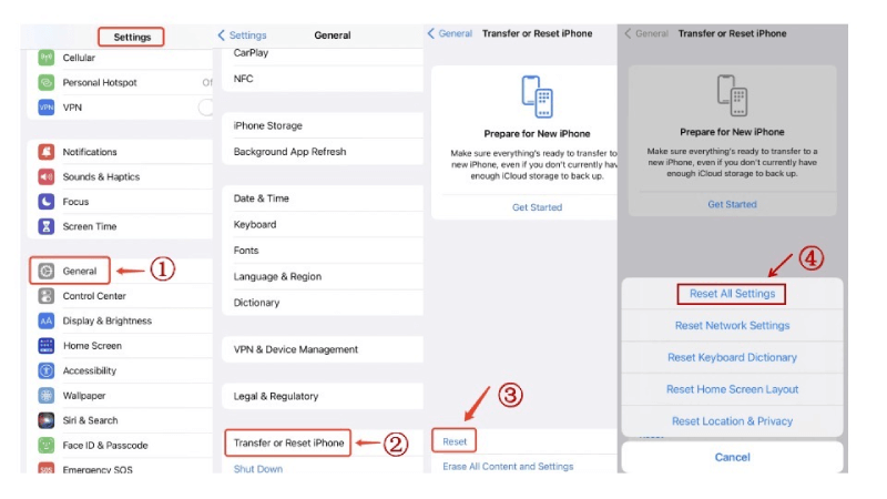 Reset All Settings iPhone