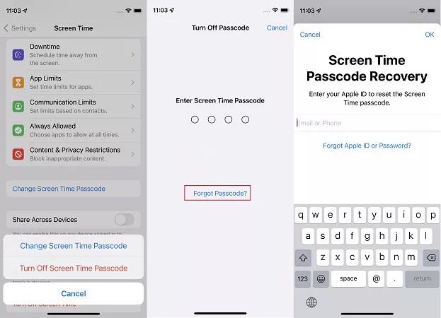 Reset Screen Time Passcode with Apple ID