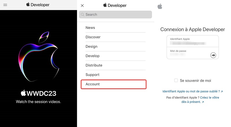 Se connecter à Apple Developper