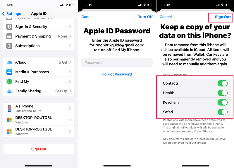 Sign Out Apple ID