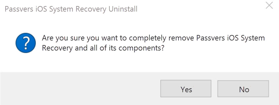 Click Yes to Confirm Uninstall 