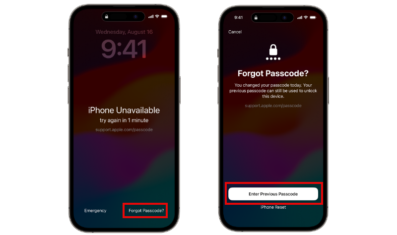 Unlock iPhone with Previous Passcode