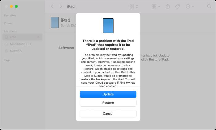 Update iPadOS via Finder